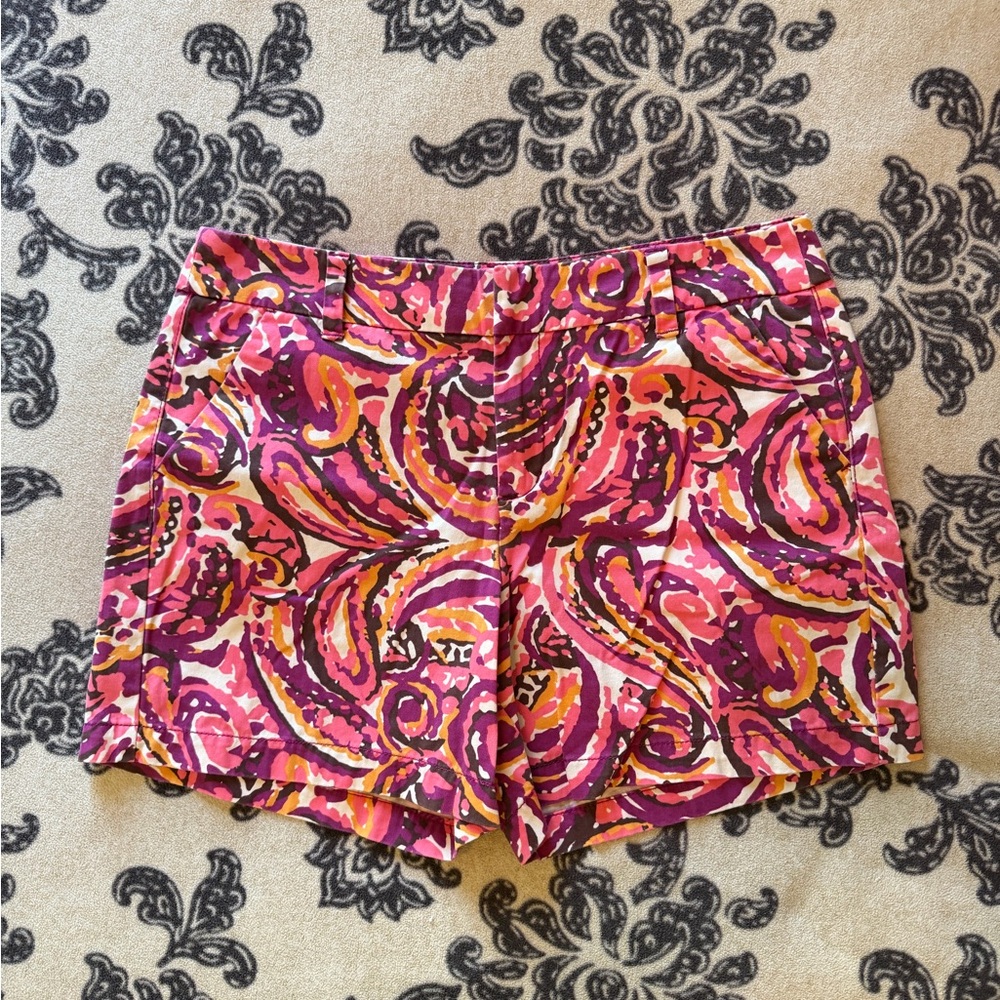 Women's Patterned Pink & Orange Shorts